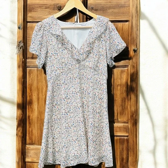 madewell silk ruffle-neck mini dress Madewell Silk Ruffle-Neck Mini Dress